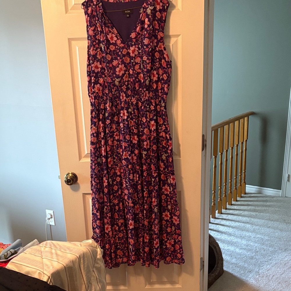 MSK Floral Midi Dress - Purple and Pink